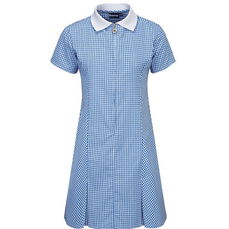 Blue School Dress With Hair Scrunchie