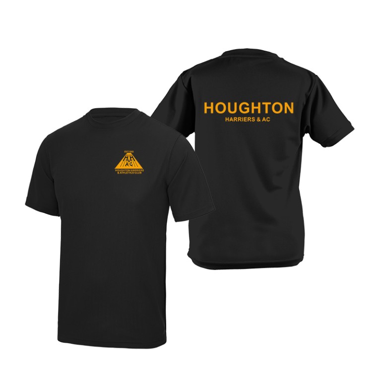 Houghton Harriers Black Junior Tech Tee